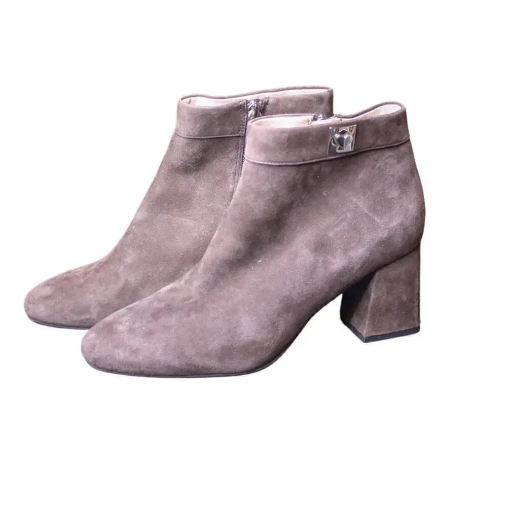 Kate Spade Adalyn Boots Brown Suede Block Heel Ankle Boot Bootie 8M
